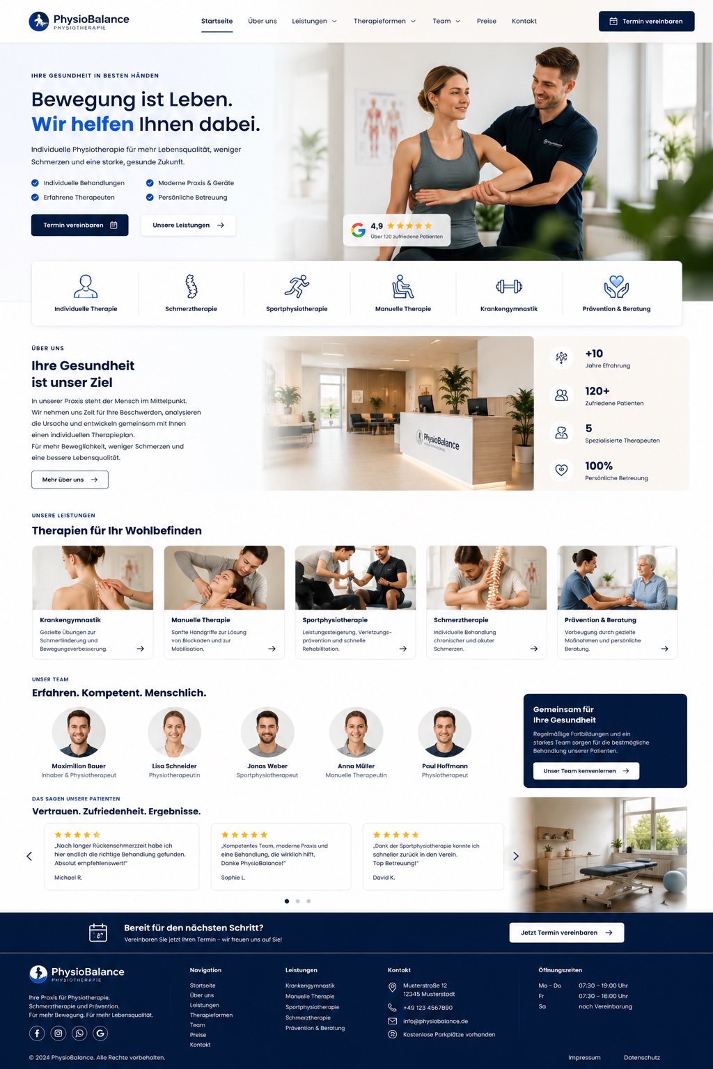 Website-Ansicht: PhysioBalance