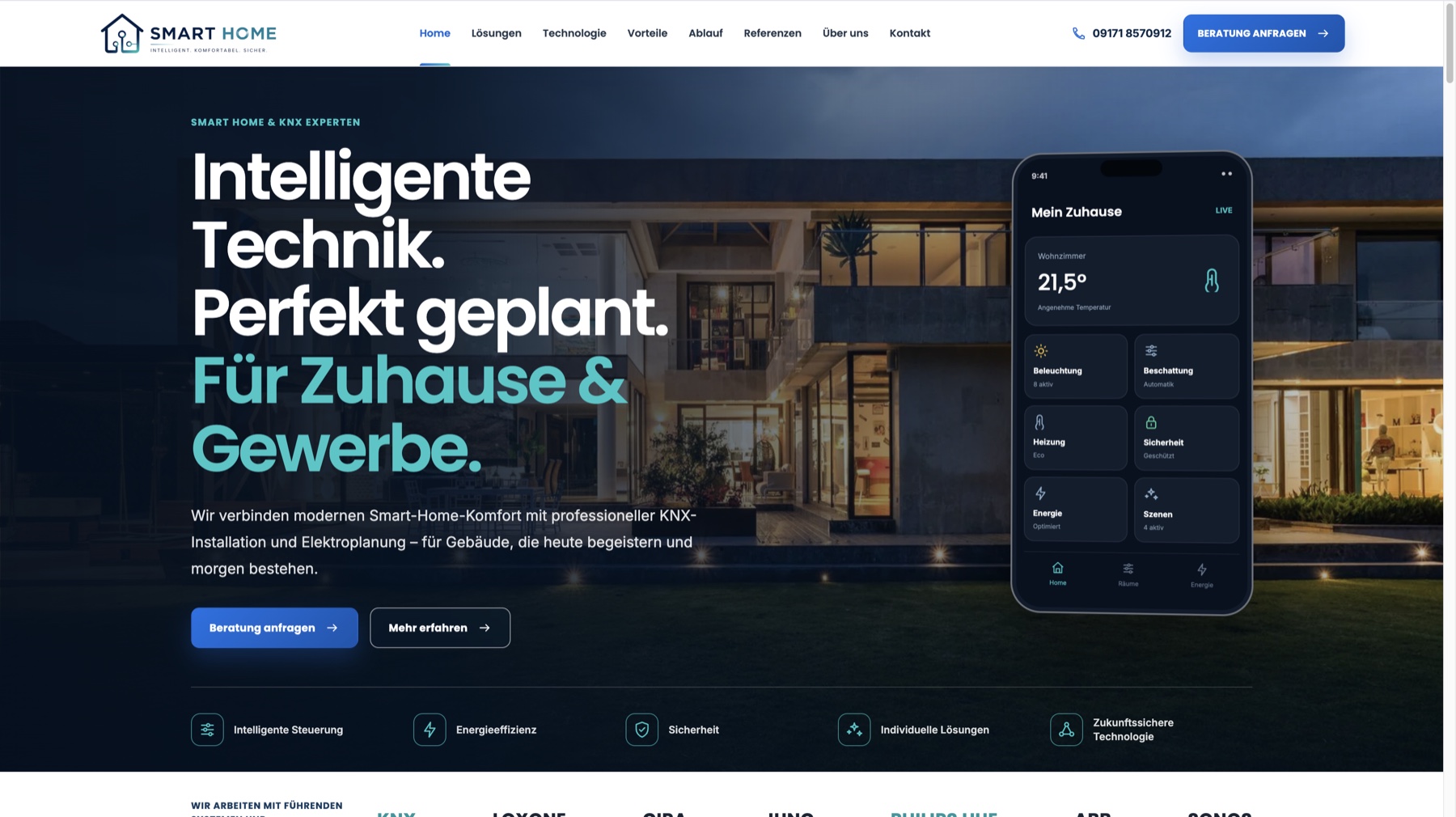 Website-Ansicht: Smart Home