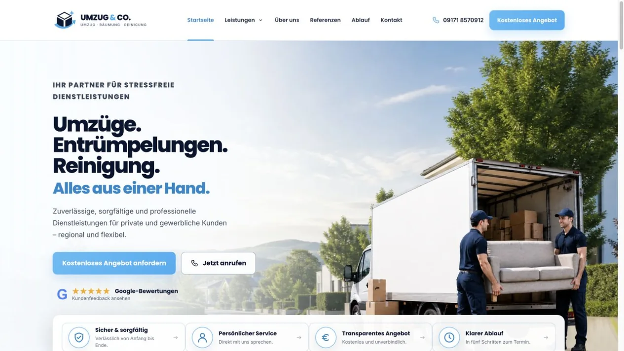 Website-Ansicht: Umzug & Co.