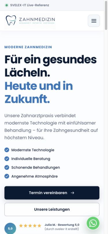 Unternehmenswebsite als Mobilansicht
